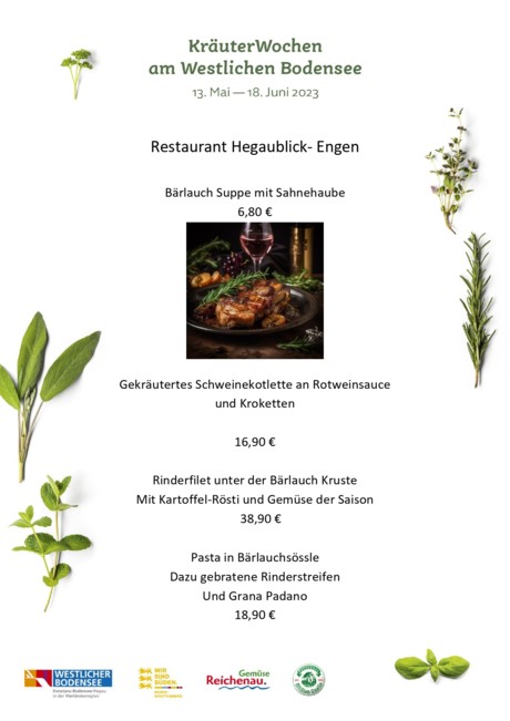 Speisekarte Restaurant Hegaublick, Engen