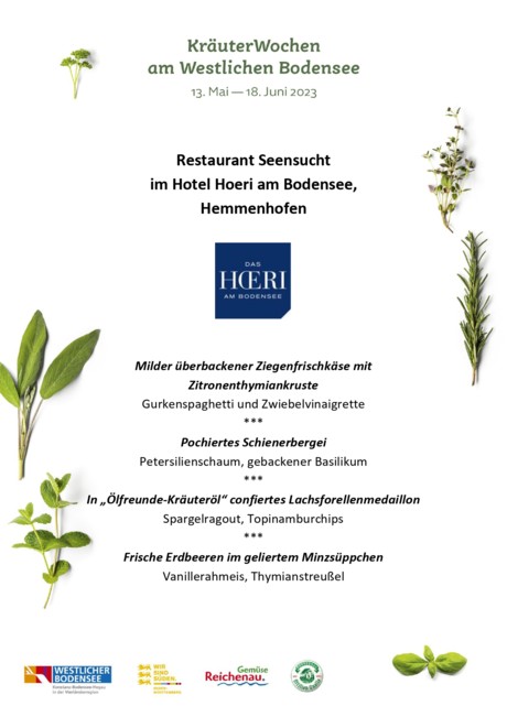 Speisekarte Restaurant Seensucht im Höri Hotel, Gaienhofen-Hemmenhofen