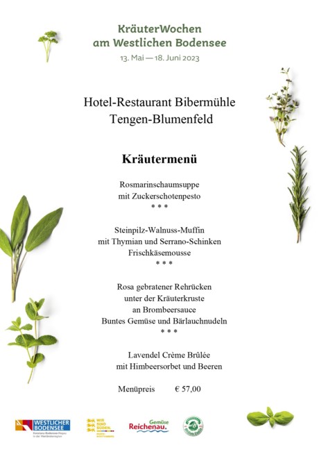 Speisekarte Hotel-Restaurant Bibermühle, Tengen-Blumenfeld